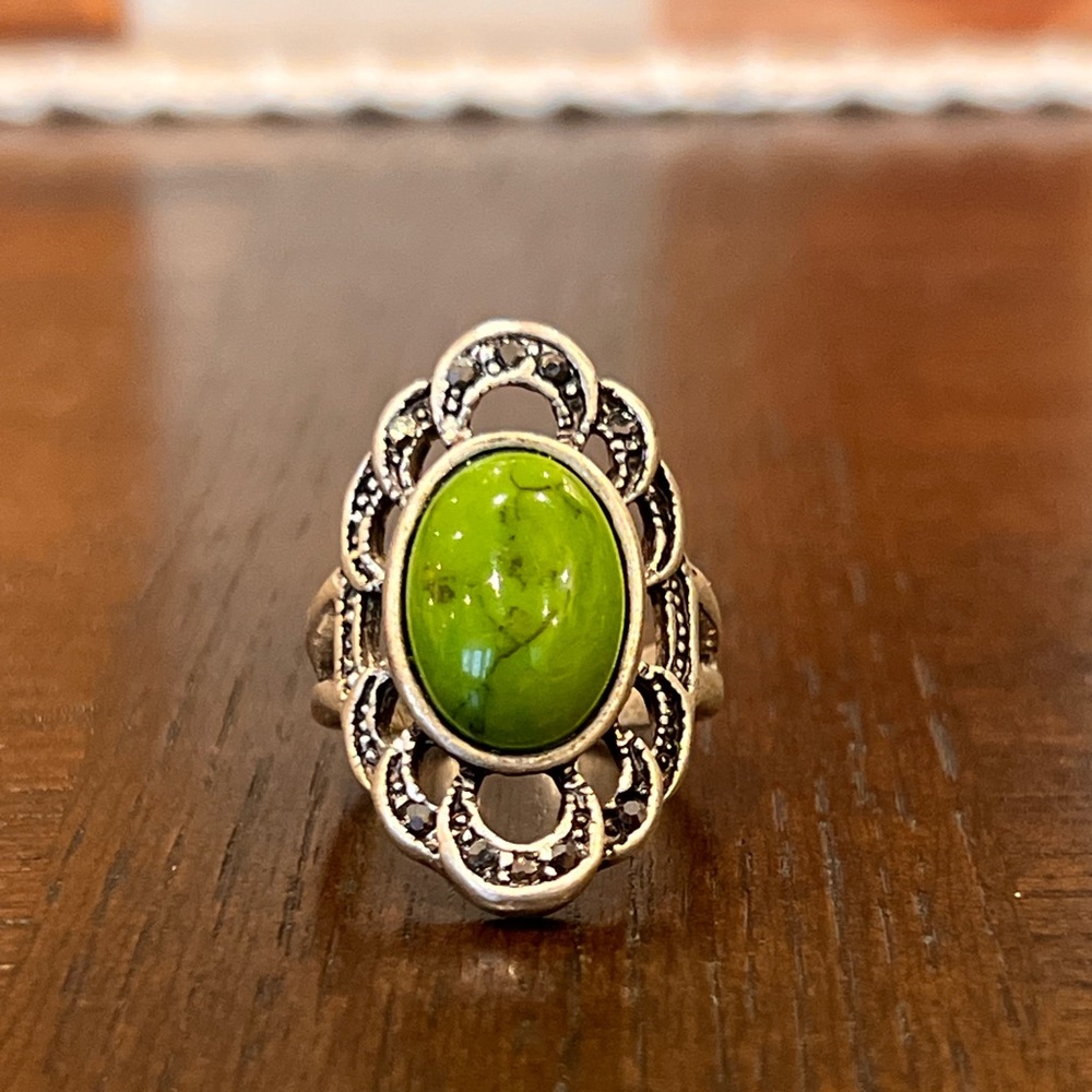 Antique Green Turquoise Ring